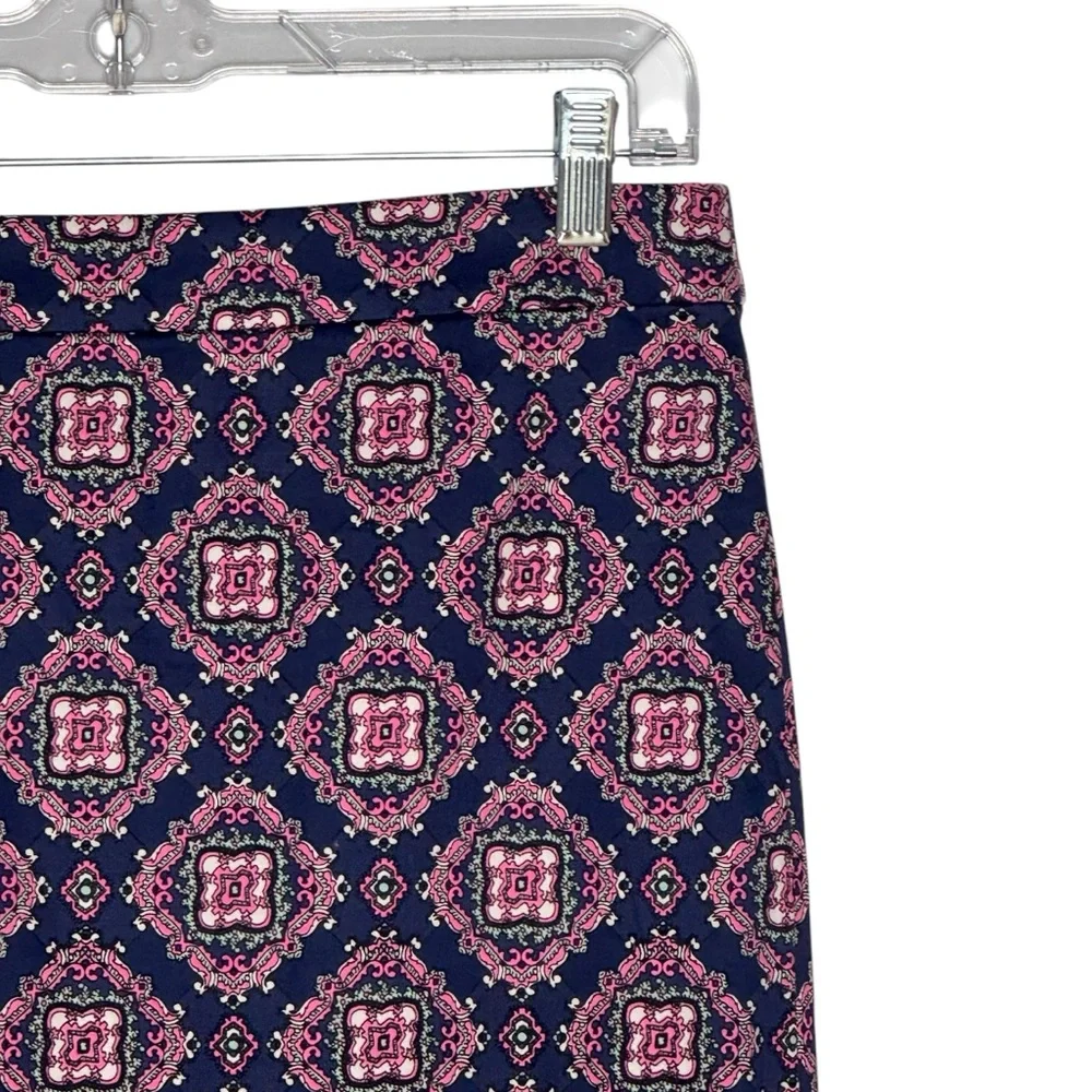 J Crew Factory 6 Blue/Pink/Green/White Cotton/Spandex Unlined “The Pencil Skirt”
